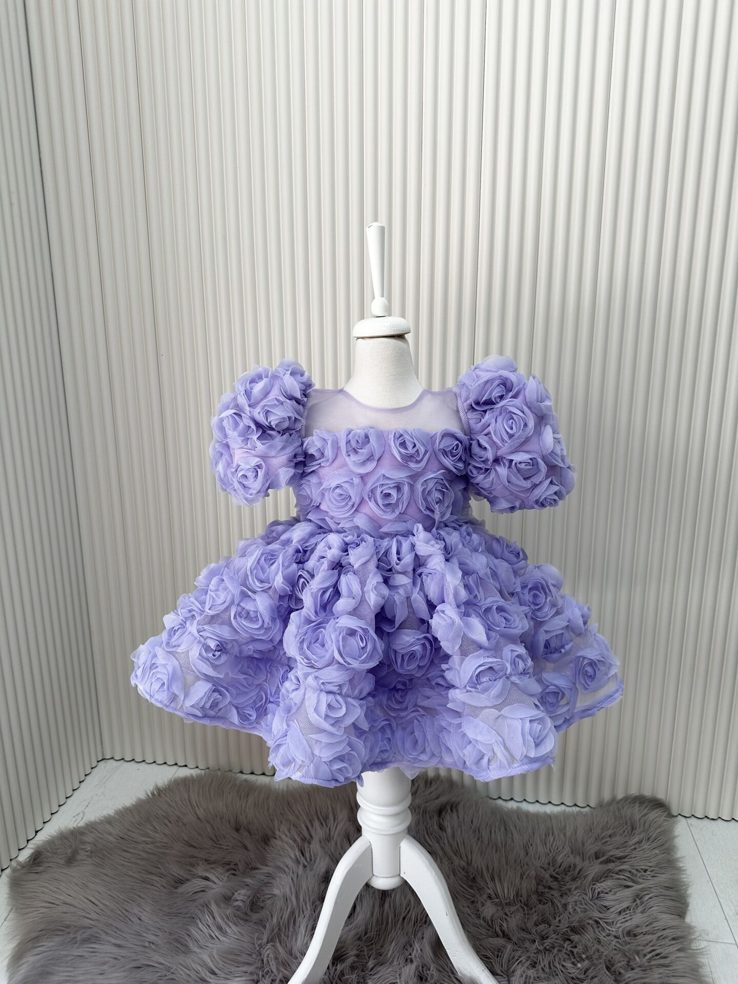 Rose Lila Güllü Abiye Elbise