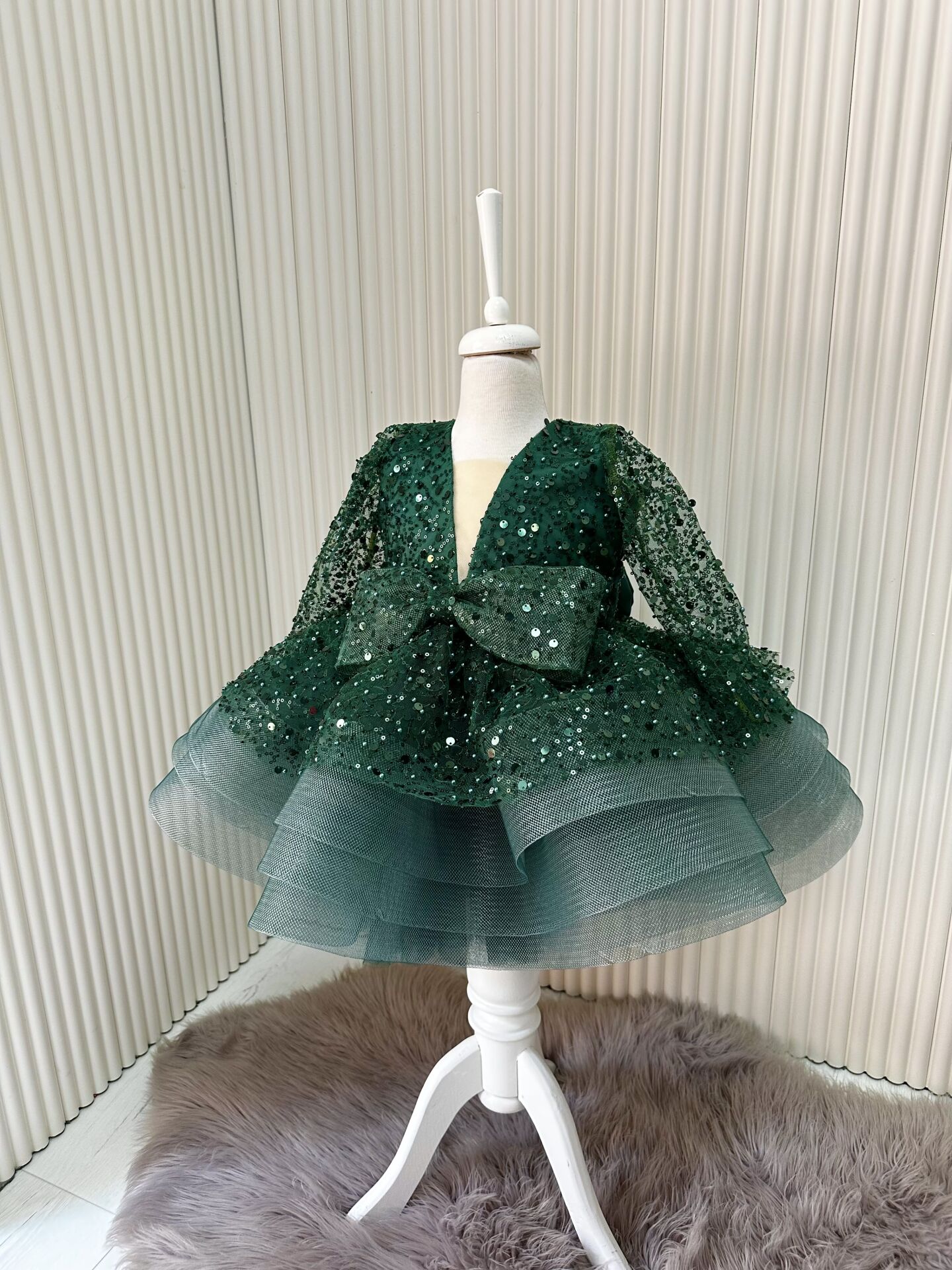 Lucia Zümrüt Yeşil Pırıltılı Abiye Elbise