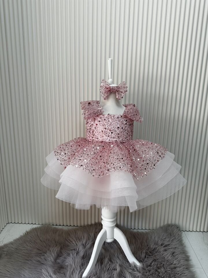 Alisa Pembe Askılı Pırıltılı Abiye Elbise