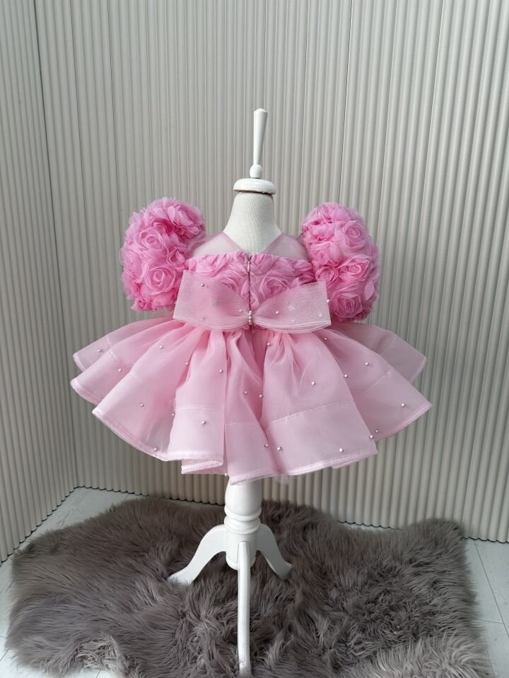 Alexa Pembe Güllü Abiye Elbise