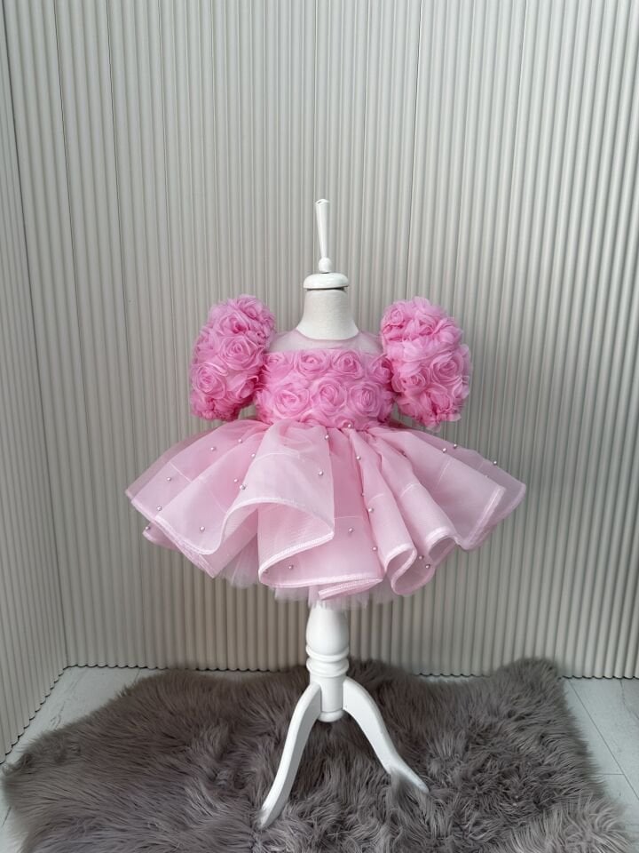 Alexa Pembe Güllü Abiye Elbise