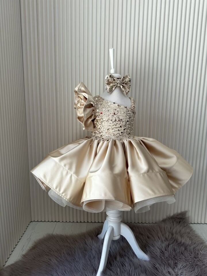 Ally Gold Tek Omuz Abiye Elbise