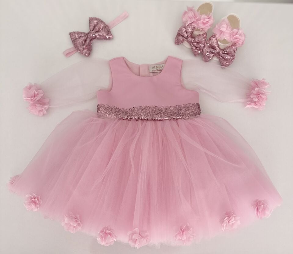 Mia bebe pembe uzun kol bebek mevlüt seti