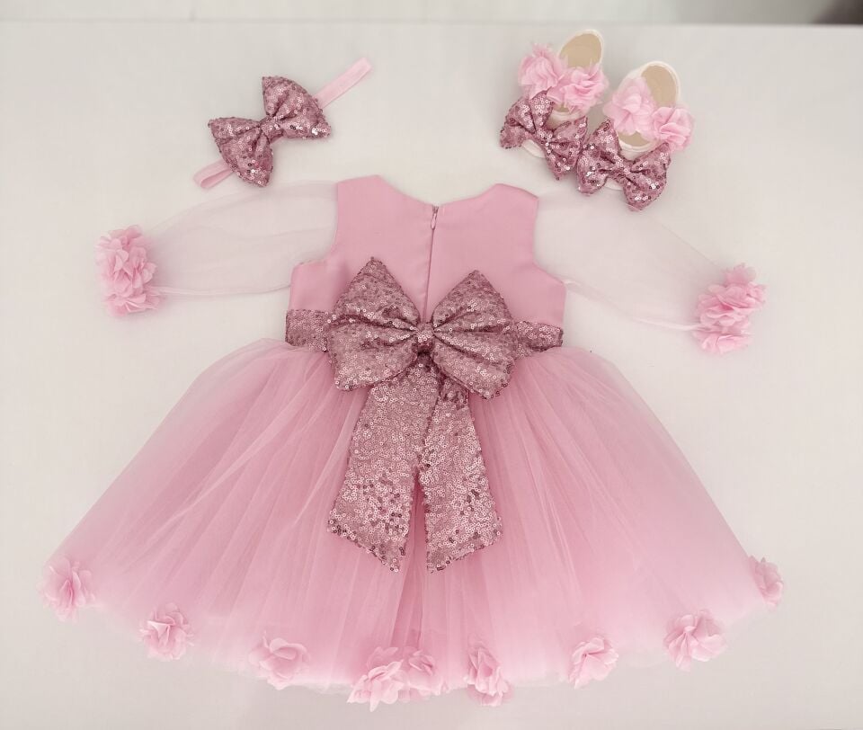 Mia bebe pembe uzun kol bebek mevlüt seti