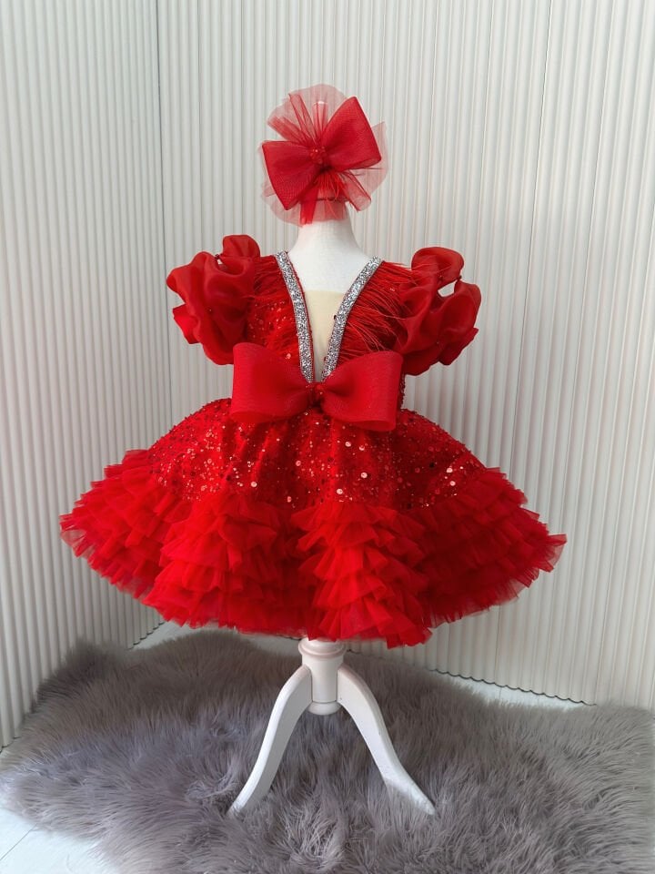 Selena Kırmızı Işıltılı Abiye