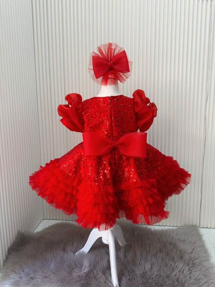 Selena Kırmızı Işıltılı Abiye